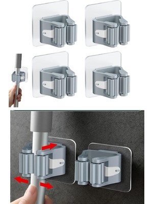Kaia Life 4 Lü Kelebek Yapışkanlı Mop Fırça Çekpas Sap Tutucu Organizer Banyo Düzenleyici