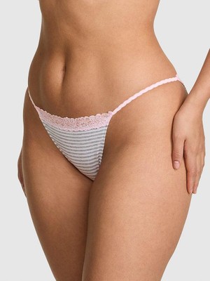 Pink Dantelli Pamuklu Bikini Külot - Açık Kırçıllı Gri
