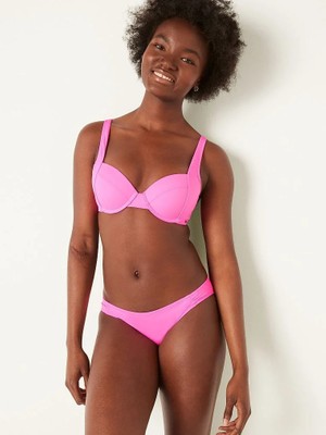 Pink Önü Büzgülü Bikini Altı - Parlak Gül