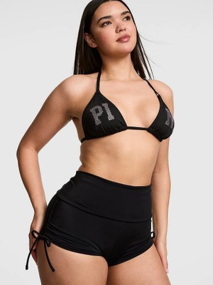 Pink Swim Beli Katlanabilir Yüksek Bel Bikini Altı - Siyah