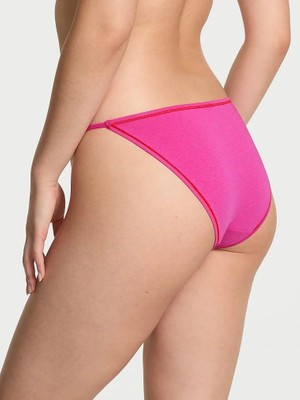 Pink Pamuklu String Bikini Külotu - Şekerleme Baskılı Pembe