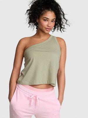 Pink Dream Jersey Tek Omuzlu Askılı Bluz - Zeytin Yeşili