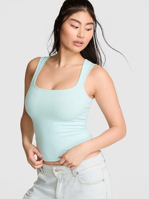 Pink All-Day Yumuşak Fitilli Askılı Bluz - Toz Mavi