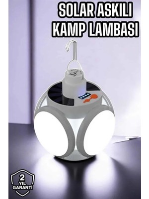 Güneş Enerjili Solar Aydınlatma Kamp Çadır Lambası LED Şarjlı Ampül Su Geçirmez Tasarım