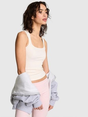 Pink All-Day Yumuşak Fitilli Askılı Bluz - Kış Beyazı