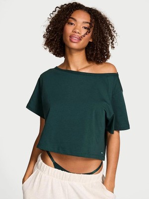 Pink Bol Kesim Crop Tişört - (Tek Renk)