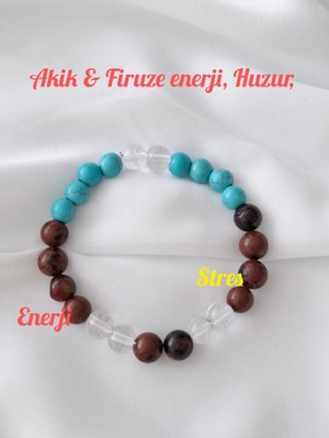 İpar Aksesuar Firuze & Akik Çakra Pozitif, Huzur Doğal Taş Bileklik