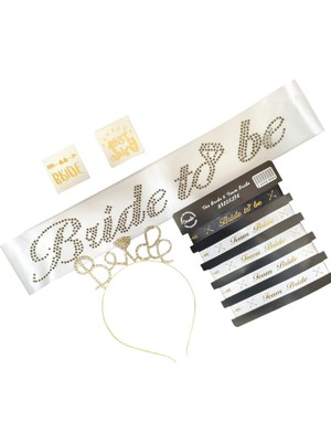 Bkmc Kaliteli Metal Taçlı Bride Taç Kuşak Dövme Bileklik Seti Bride To Be Kuşaklı Bekarlığa Veda Lüks Seti