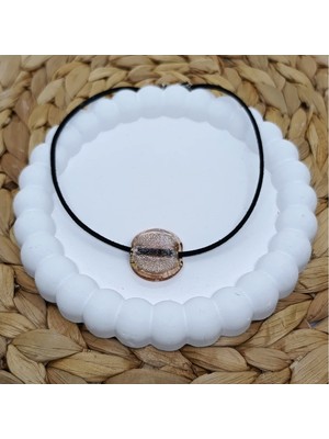 BijuStore Cam Boncuk Süet Kadın Choker