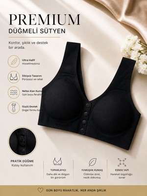 Qulat Önü Açılır Kapanır Düğmeli Sütyen | Toparlayıcı, Dikişsiz, Rahat Kullanım