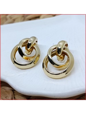 BijuStore Gold Renk Kadın Çelik Küpe