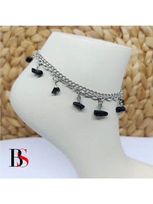 BijuStore Oniks Doğal Taş Kadın Halhal