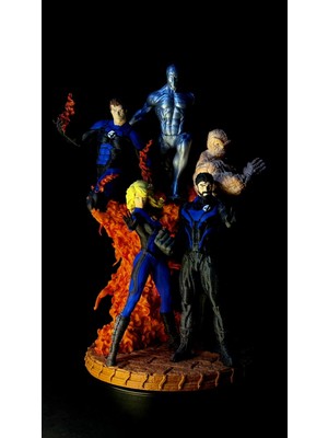 Arez Figür Marvel Fantastic Four Set Figür 35 cm El Boyama Koleksiyonluk Dekoratif 3D Baskı