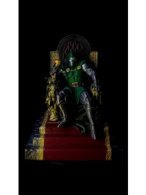 Arez Figür Marvel Doctor Doom Taht Figür 22 cm El Boyama Koleksiyonluk Dekoratif 3D Baskı