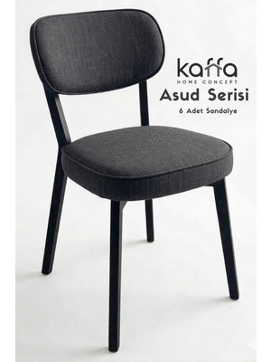 Kaffahome Asud , Modern Mutfak Sandalyesi, Yemek Odası Sandalyesi, Bahçe, Kafe - 6 Adet Antrasit Sandalye