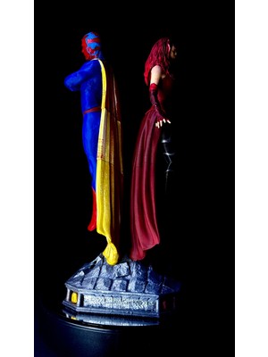 Arez Figür Marvel Scarlet Witch Vision Figür 29 cm El Boyama Koleksiyonluk Dekoratif 3D Baskı