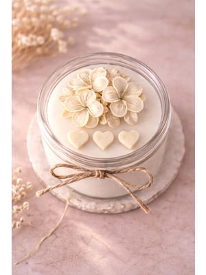 Shaymia Natural Kokulu Dekoratif Soya Mum Cam Kavanoz Çiçek Tasarım-El Yapımı Hediyelik-Renk Seçenekli-Shaymia Gifts