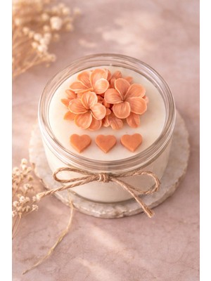 Shaymia Natural Kokulu Dekoratif Soya Mum Cam Kavanoz Çiçek Tasarım-El Yapımı Hediyelik-Renk Seçenekli-Shaymia Gifts