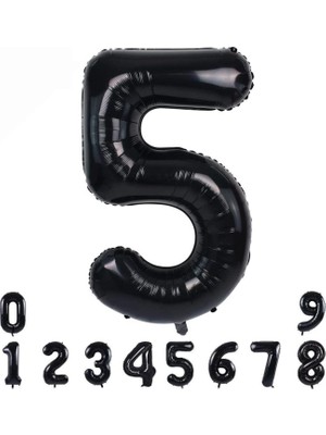 İrem Parti Dükkanı Siyah 5 Yaş Rakam Balon 76 cm 34 Inç