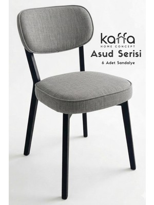 Kaffahome Asud , Modern Mutfak Sandalyesi, Yemek Odası Sandalyesi, Bahçe, Kafe - 6 Adet Gri Sandalye