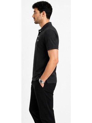 Lacoste  Polo Yaka Siyah Regular Fit Metal Logo
