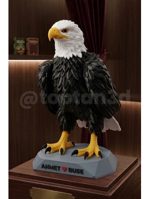 Kişiye Özel Dekoratif Kartal Biblo, Kartal Heykeli, Sevgiliye Özel Hediyelik Kartal Dekoru - Siyah, 22CM