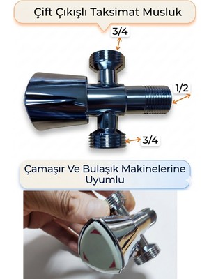 Neler Geldi Neler Çift Su Girişli Çamaşır ve Bulaşık Makine Musluğu Taharet Musluğu Taksimat Musluk