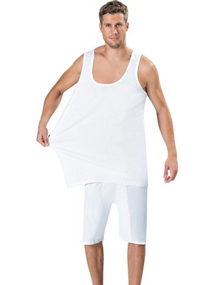 FANİLAM Jiber Beyaz Pamuklu Büyük Beden Erkek Atlet 2’li Set 3xl–6xl Arası Oversize