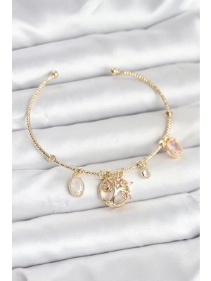 Renas Store Hayat Ağacı Charmlı Gold Renk Pirinç Kadın Bileklik - TJ-BB8037