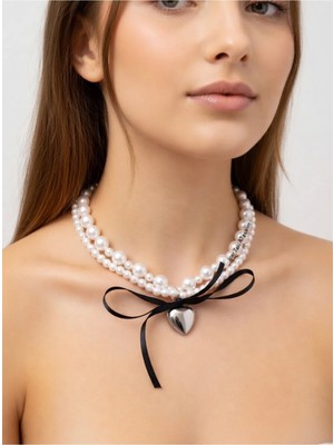 İpar Aksesuar Choker Tarzı Kurdeleli Kolye