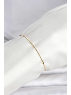 Renas Store cm 14K Gold Renk Barlı Yılan Zincir Model Kadın Bileklik - TJ-BB8277