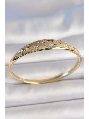 Renas Store Pirinç Gold Renk Zirkon Taşlı Yıldız Işlemeli Kadın Kelepçe - TJ-BB6918