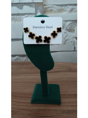 Saba Aksesuar 6lı Siyah Yonca Küpe