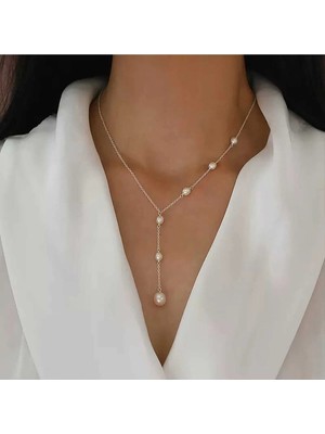 İpar Aksesuar Silver Zincir Düzensiz Gerçek Doğal Doğuran Inci Kolye