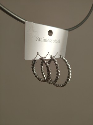 Saba Aksesuar Silver 3lü Burgu Küpe