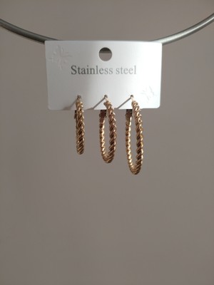 Saba Aksesuar Gold 3lü Burgu Küpe