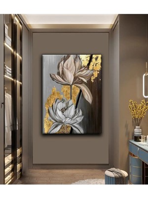 Şehzat Dekoratif Tablonuz Dekoratif Modern Şık Çiçek Kanvas Tablo Dikey E17