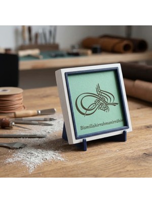 Miawiki Modern Tuğra Besmele Minyatür Dekoratif Obje 10X10 cm - Manevi Değeri Yüksek Estetik Ev Hediyesi