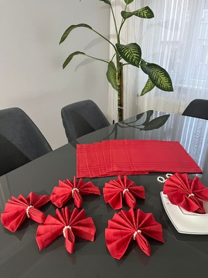 BRL Çeyiz Home Colber Dertsiz Kumaş Servis Peçetesi ve Yüzük (12 Kişilik)-12 Peçete,12 Yüzük