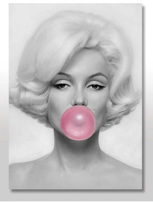 Şehzat Ahşap Tablo Pembe Sakızlı Marilyn Monroe Görseli