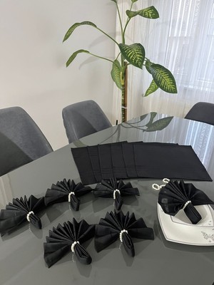 BRL Çeyiz Home Colber Dertsiz Kumaş Servis Peçetesi ve Yüzük (12 Kişilik)-12 Peçete,12 Yüzük