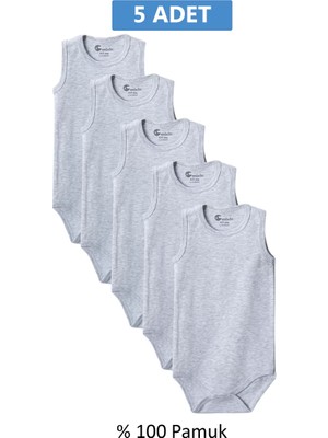 Zenvia Gri Askılı Body Zıbın 2-7 Yaş Çocuklar Için (5 Adet) Alttan Çıtçıtlı Özel Gereksinimli
