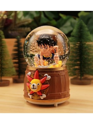 Keyfim Shop Anime Karakterli Işıklı Müzikli Püskürtmeli Büyük Boy Kar Küresi