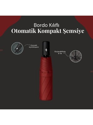 EkoAlışverişDünyam Bordo Kılıflı Otomatik Kompakt Şemsiye