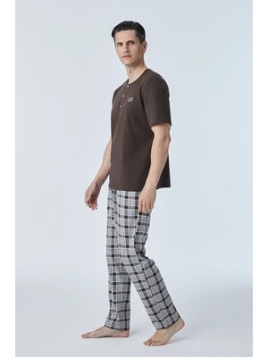 Pijadore 2115  Kısa Kollu Üç Düğmeli Erkek Pijama Takım
