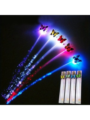 EkoAlışverişDünyam LED Fiber Optik Işıklı Kelebek Saç Klipsi 1 Adet (5510)