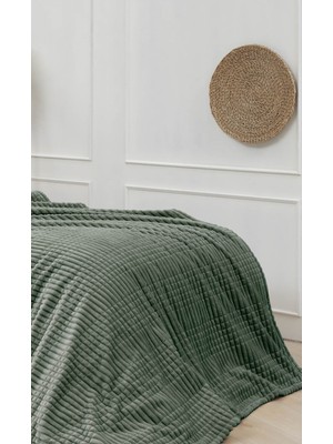 Merinos Modern Line 2 Parça Tek Kişilik Battaniye Seti - Yeşil