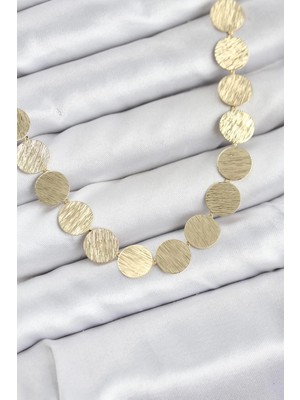 Renas Store Yuvarlak Plaka Model Gold Renk Kadın Kolye