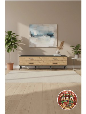 Silva Antrasit 4 Çekmeceli Tv Ünitesi 176X30X51 cm - Şık ve Fonksiyonel