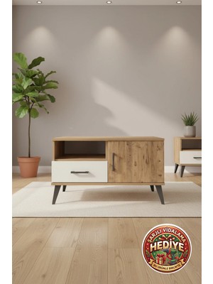 Luna Şifonyer: Çekmeceli, Raflı ve Kapaklı, Çam & Aytaşı Renk 88X44X48